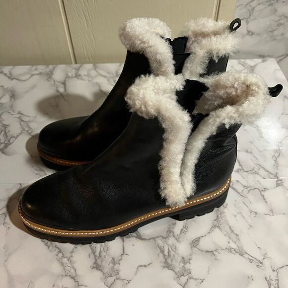 NEW Marc Fisher LTD IGGIE Black Leather Lug Sole Chelsea Ankle Boots Size 9.5 - Picture 7 of 7